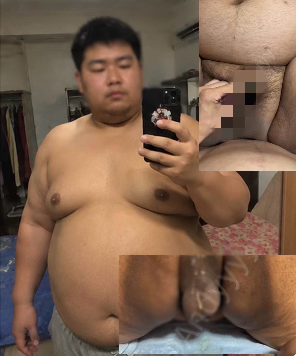 澡堂大浴池泡澡时遇到的23岁135kg大胖儿子,小蓝上给我发了张身材照看了下还真是本人,看着硕大肥圆的身材于是带回家狠狠打桩了一番,后面被爸爸操到尿一直求饶!
