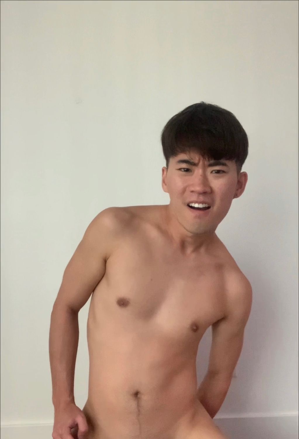 Korean twink riding huge dildo