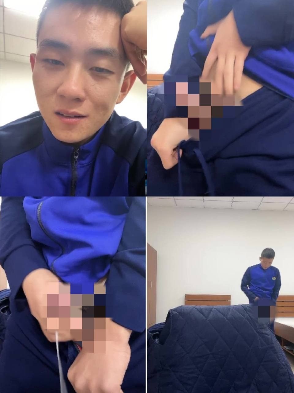 现役直男记者勾引系列，刚出炉热乎的，这个小哥哥含蓄的很还不好意思一直，其实下面早就硬的钢筋一样流水了，精虫上脑不管有没有战友看见，直接在宿舍里喷射。