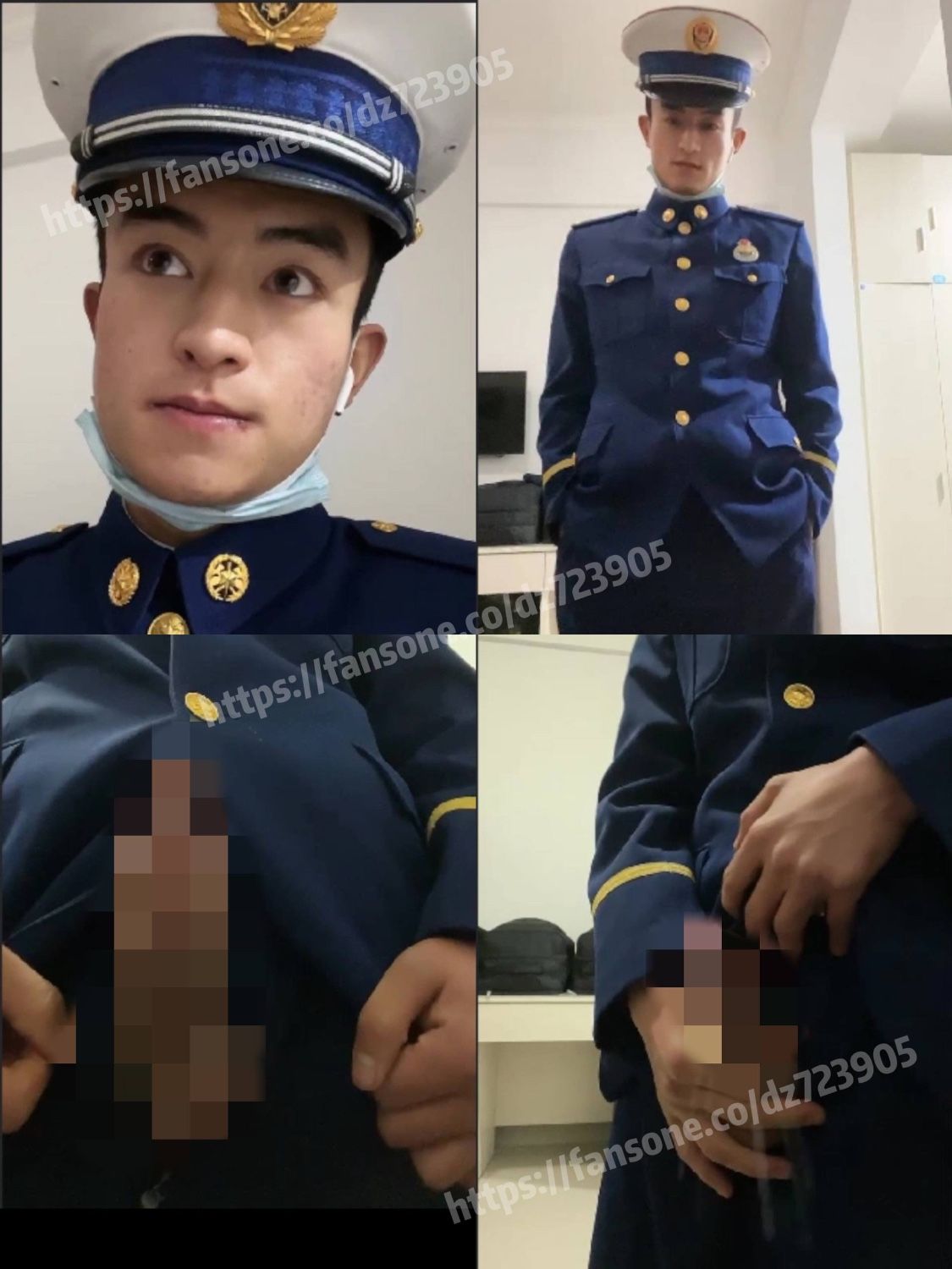正在值班的班长，也是耐不住寂寞，掏出粗屌喷射